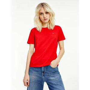 Tommy Jeans dámské červené tričko Jersey - XS (XNL)